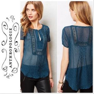 Anthropologie Grassland Teal Blouse